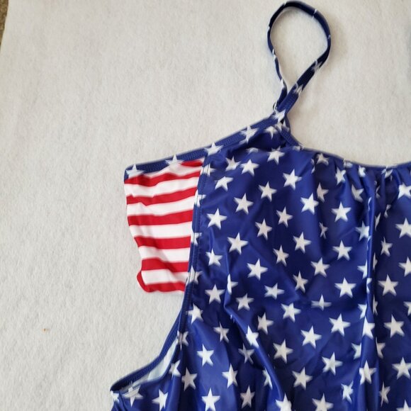 Daci Swimsuit Bathing Suit Size 22W Red White Blue 2 Piece Removable Pads - Picture 2 of 16